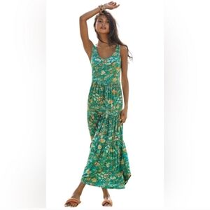 Peruvian connection Jade green floral maxi dress